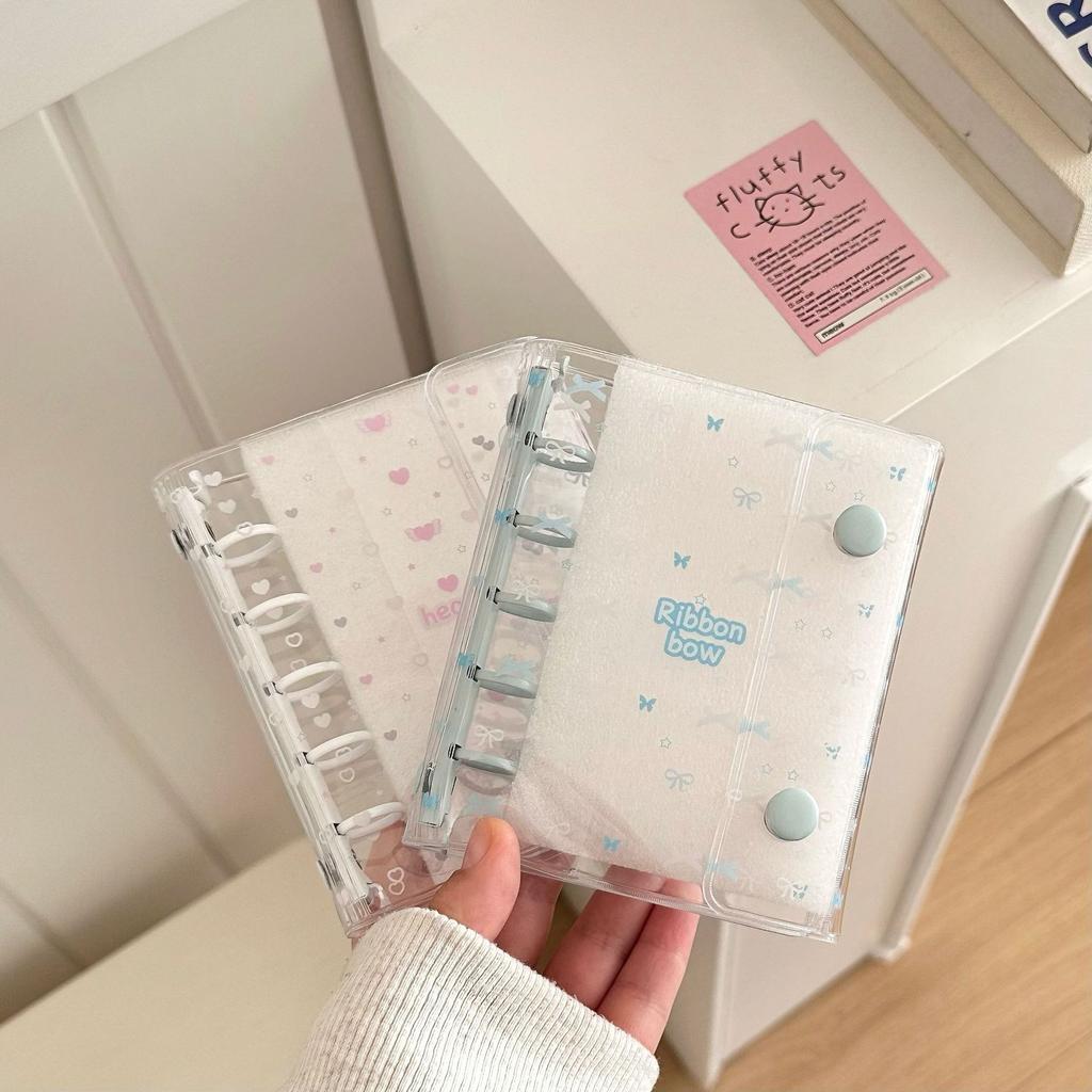 M5 Bow Star Double Buckle Transparent PVC Soft Cover Color Clip Loose Leaf Accessories Diary Notebook Office Supplies
