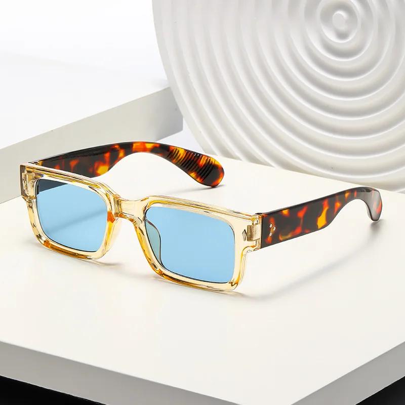 New Rice Nail Square Fashion Sunglasses Men's Small Frame Sunscreen Sunglasses European and American Personalized Sun Glasses