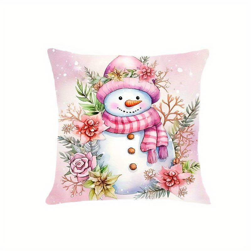 Christmas decoration pillowcase cute pink red snowman pillow cover sofa cushion suite home improvement gift for friends
