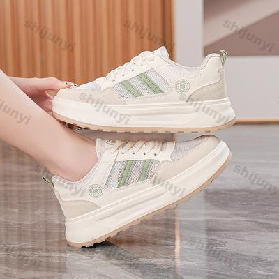 Women Shoes 2025 Spring Autumn New Breathable Mesh Non Slip Platform Sneakers Height Increase Lace-up Women Casual Shoes