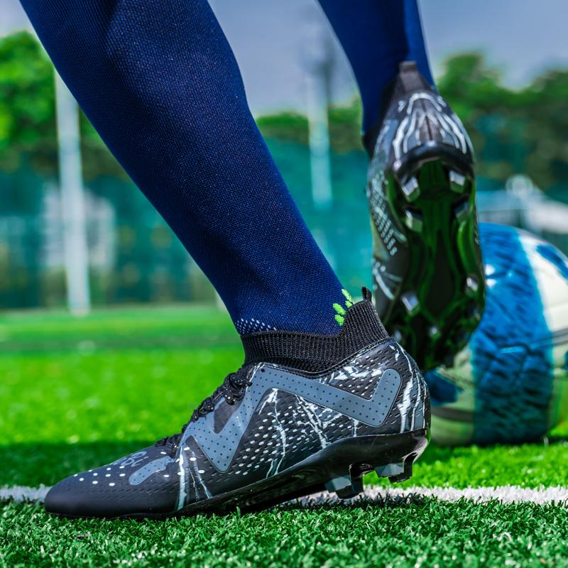 Professional Soccer Shoes Men Anti-slip Lace-up Long Sports Shoes Men Grass Wear-resistant Ultra-light Football Boots Men
