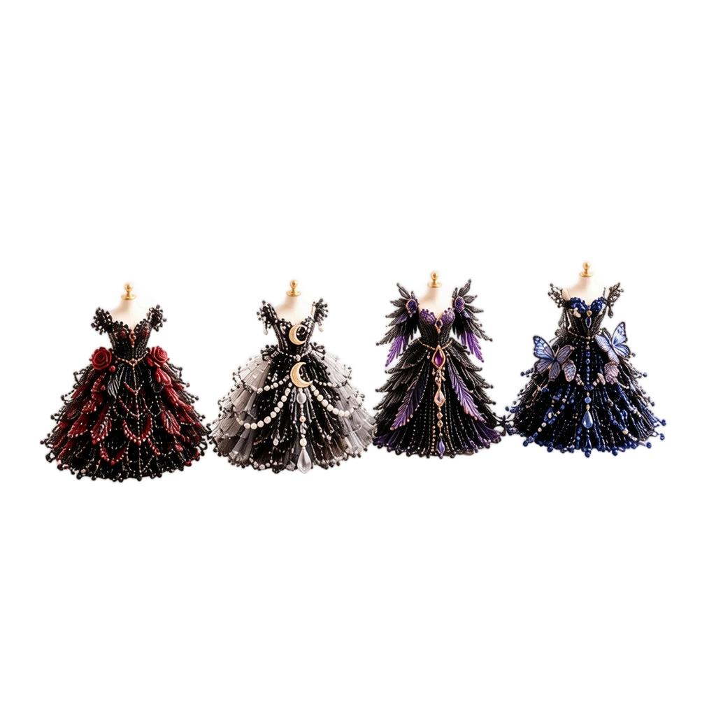 Handmade Beaded Dress DIY Kit for Crafting and Decoration Elegant Miniature Dress Model with Detailed Beadwork for Home Display