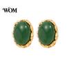 Commuter Accessories for Office 1 Pair Vintage Oval Stud Earrings Women, Retro Statement Lightweight Jewelry Women Gemstone Earrings, Gold Frame
