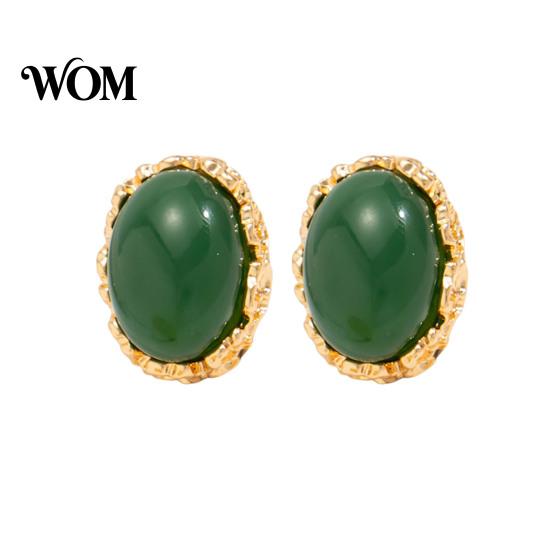 Commuter Accessories for Office 1 Pair Vintage Oval Stud Earrings Women, Retro Statement Lightweight Jewelry Women Gemstone Earrings, Gold Frame
