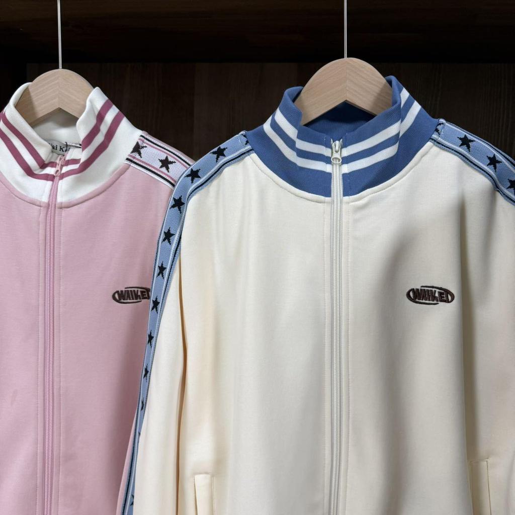 Aespa Group WK Star Retro Embroidered Jacket & Hoodie College Style Set - In Stock