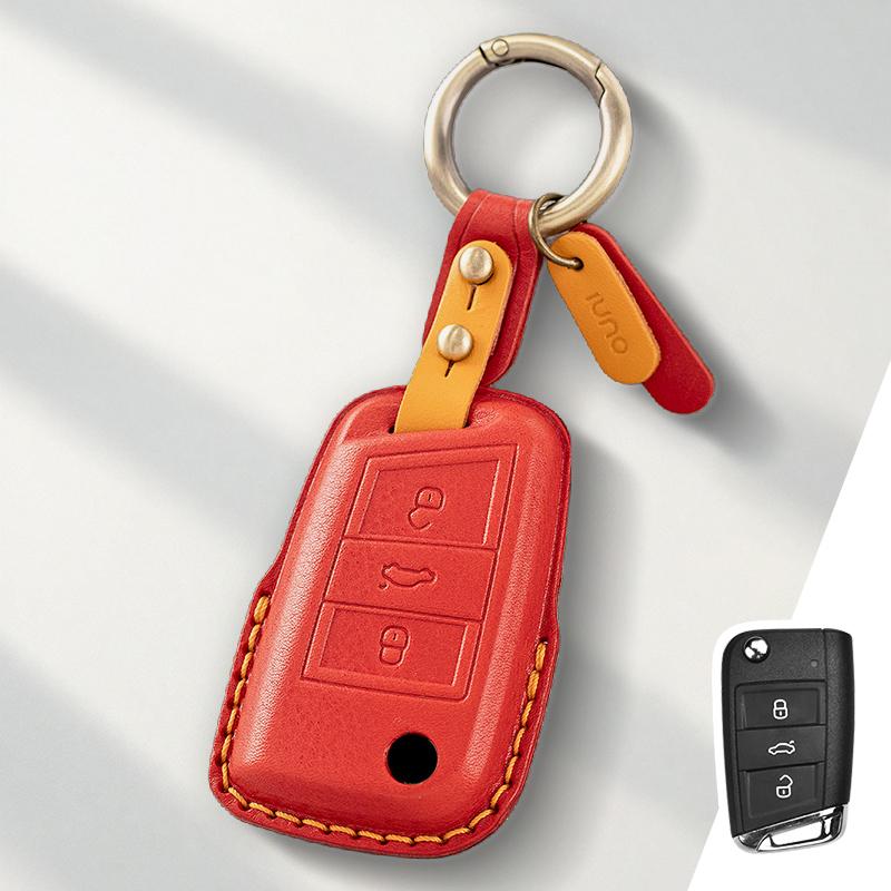 Genuine Leather Protector for Volkswagen VW Polo Golf 7 MK7 Tiguan Passat Key Case Cover Fob
