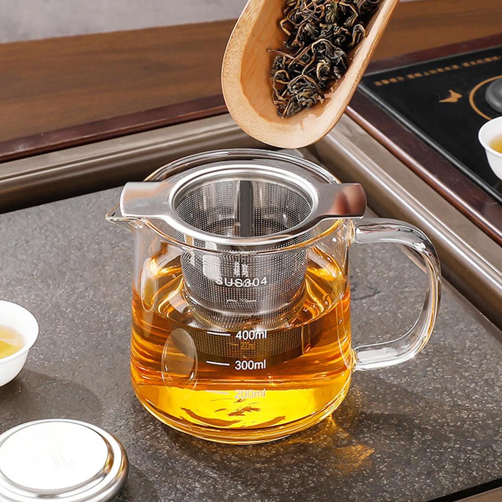 2-Pack 304 Stainless Steel Tea Infuser Extra Fine Mesh Loose Leaf Strainer with Lid  Dual Handles Large Capacity Reusable Tea Filter Basket