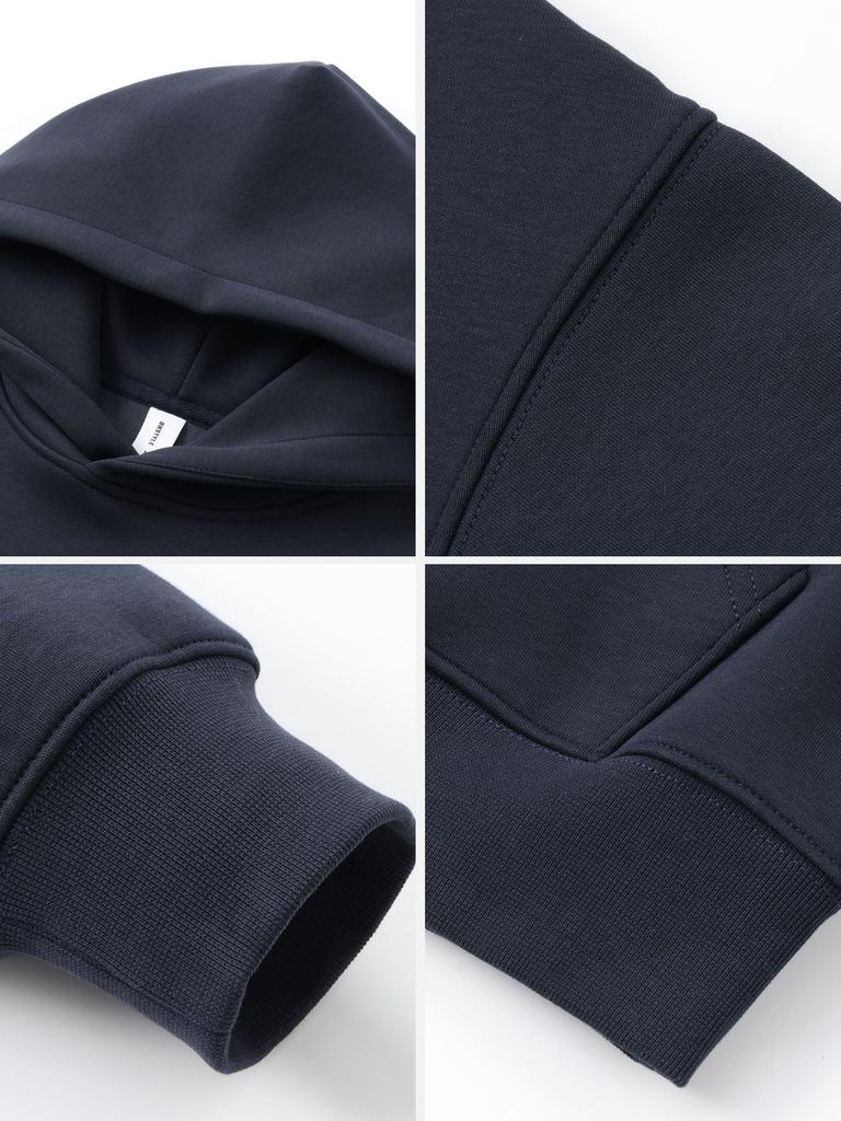Felpa con cappuccio da uomo 400G a strato d'aria pesante, tinta unita, pullover, vestibilità larga, oversize, in pile, con spalle scese
