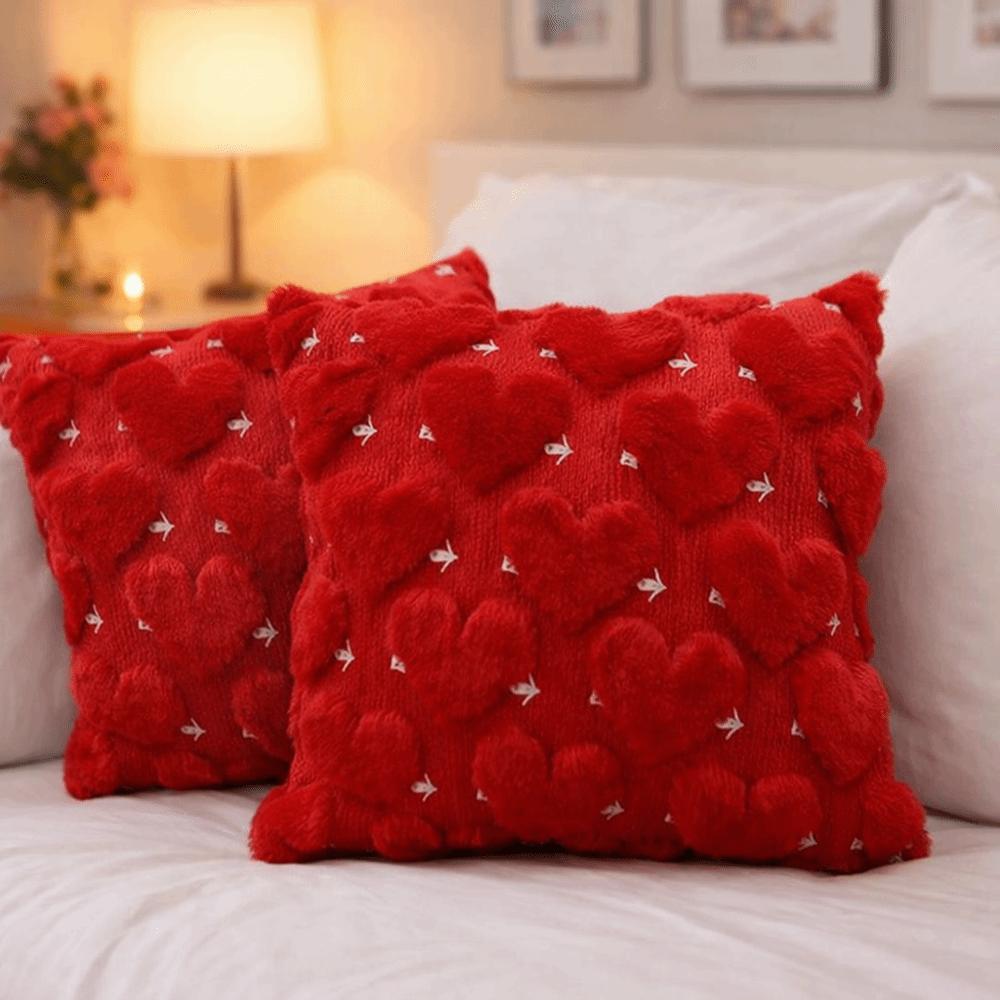 45*45 CM Heart Plush Pillow Cover Soft Throw Pillow Cover Embroidery Pillowcase  Gift