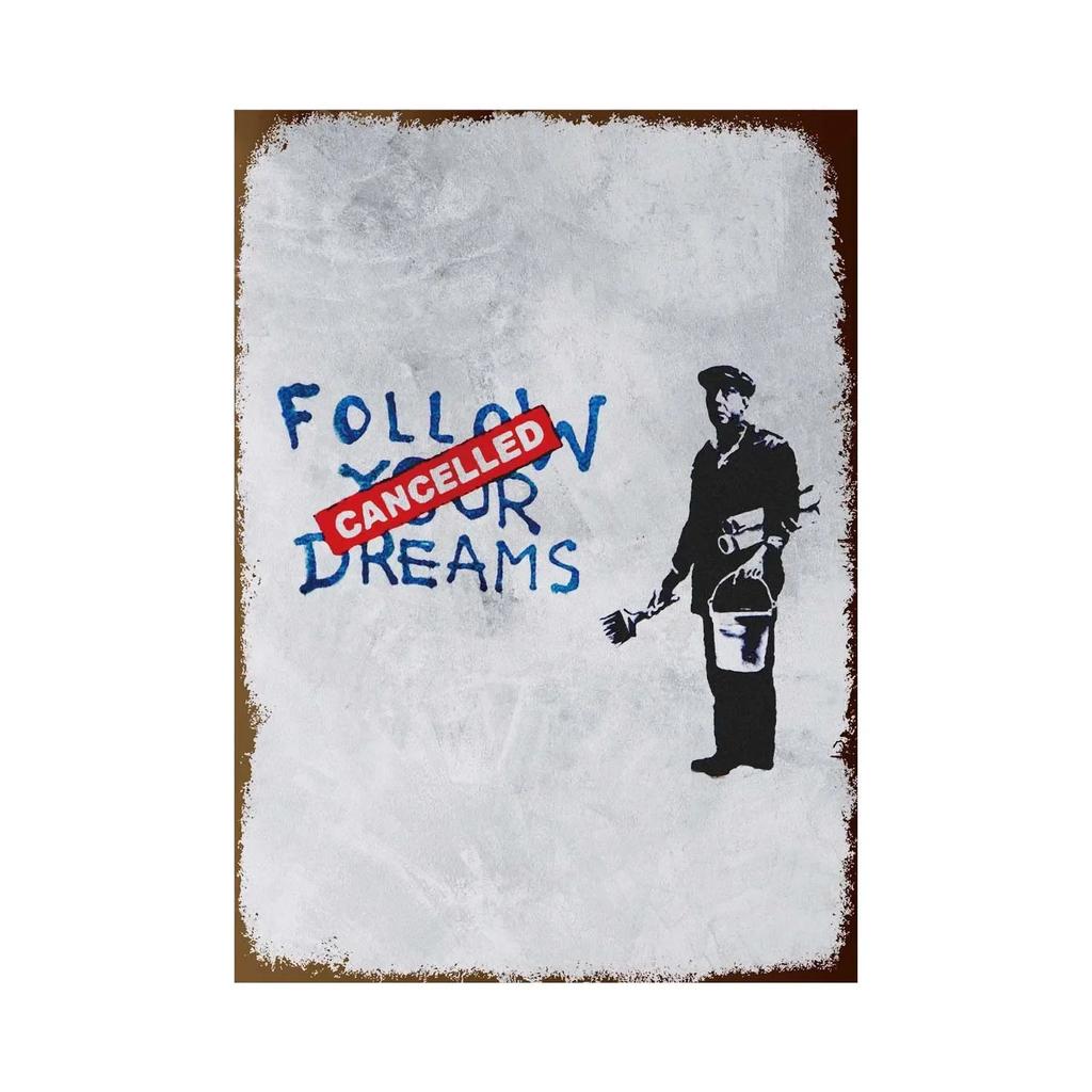 Banksy Graffiti Art Metal Tin Sign Poster Street Wall Painting Love Little Boy Poster Living Room Corridor Bar Home Decoration