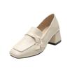 British Style Small Leather Shoes Women's 2024 Spring and Autumn New Versatile Medium Heel Professional Work High Heels Thick Heel Loafers