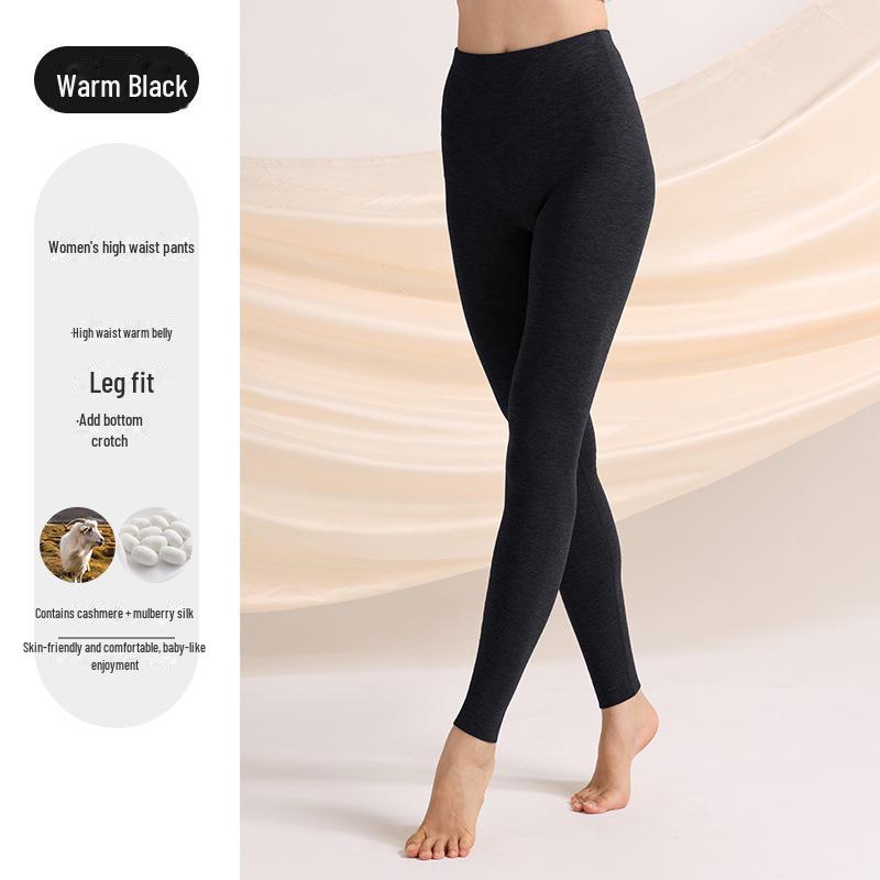 Peach Heart Collar Cashmere Silk Thermal Underwear Set – Women's High Waist Autumn/Winter Clothes and Pants