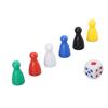 30PCS 6 Color Chess Pieces 5PCS 6 Sided Dice Plastic Chess Game Pieces Dice Set for Board Game