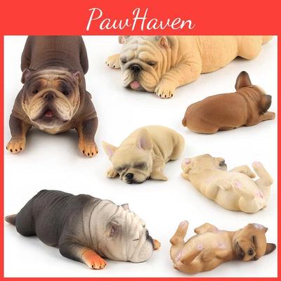 Realistische PVC Französische Bulldogge Figur Entzückende schlafende Hund Statue Heimdeko