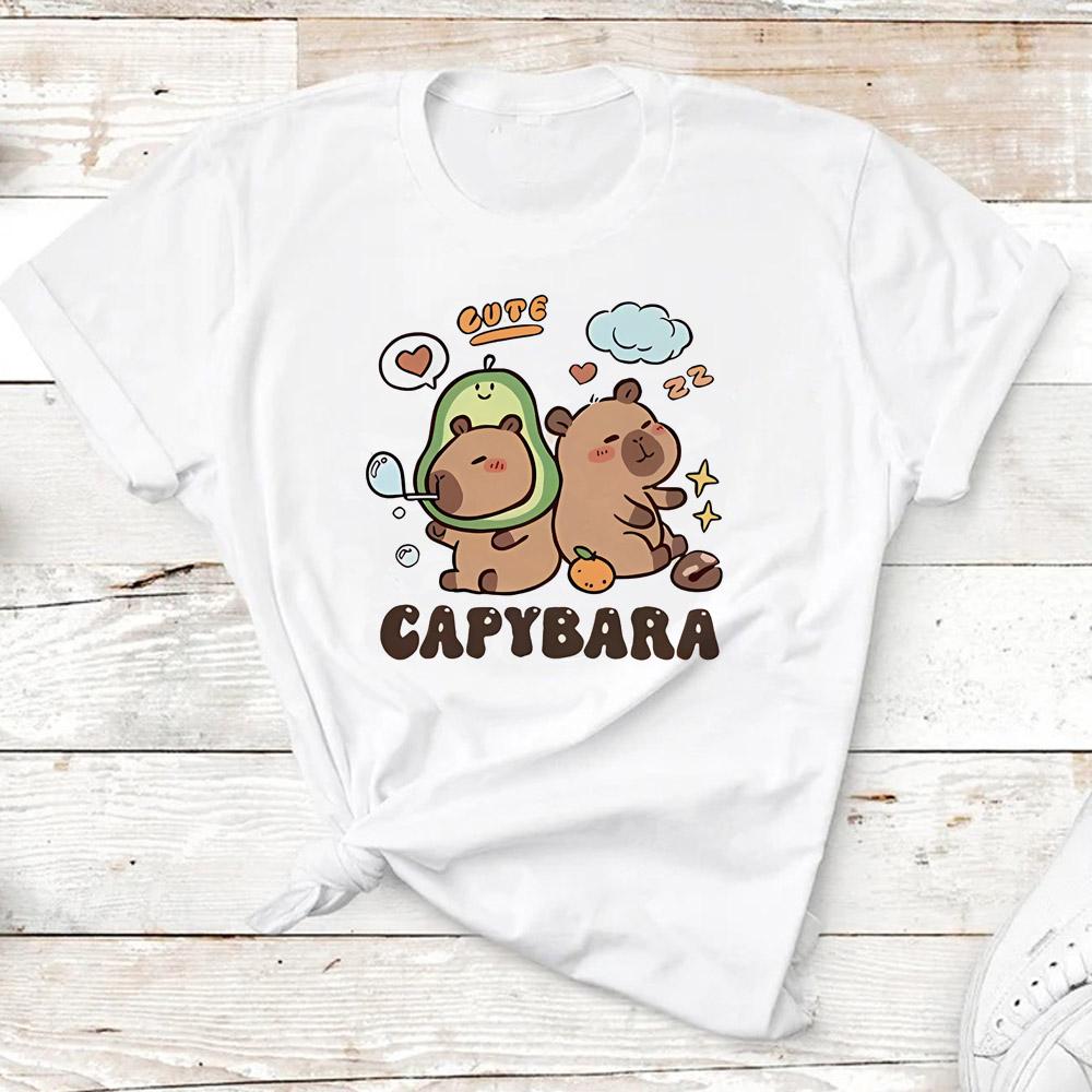 Kids Basic T-shirt Women Men Capybara Tees 3-10Years Children Short Sleeved Clothes Boys Girls Capibara Birthday Gifts
