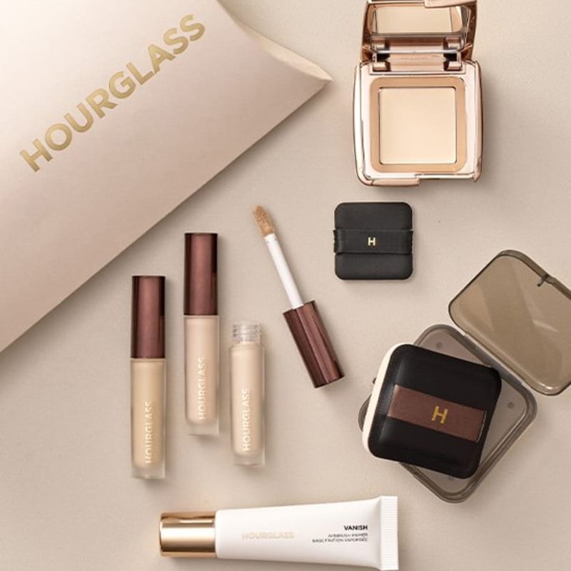 HourGlass NAJLEPSZY Zestaw Podróżny do Cery (Baza + Korektor + Puder) 3 rodzaje (Wybierz 1, Przezroczysta saszetka gratis)