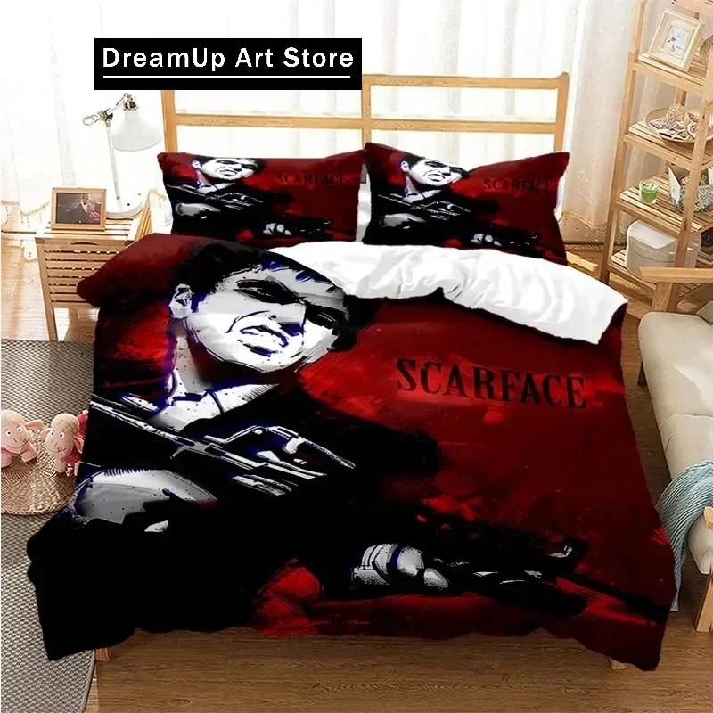 Tony Montana Scarfaces Bedding Set Boys Girls Twin Queen Size Duvet Cover Pillowcase Bed Kids Adult Home Textileextile