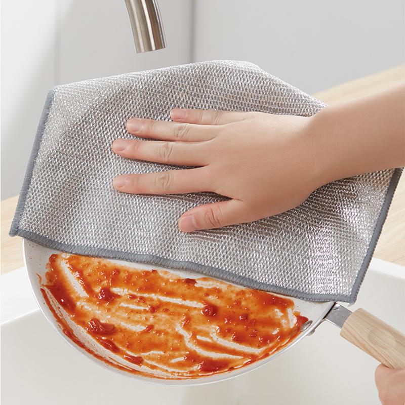 

5/10/20/50PCS Magic Wire Cleaning Cloth Thickened Dish Pot Washing Rag Kitchen Mesh Dishrag Non-Scratch Microfiber Clean Towel 5PCS