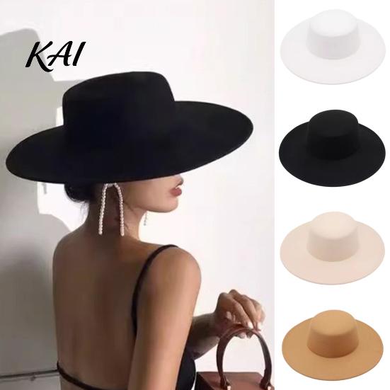 Retro Styl Doplněk k šatům Plochý klobouk Fedora, Klobouk Derby ze směsi vlny, Univerzální formální pokrývka hlavy Jazz, Široký okraj Plstěný klobouk pro ženy, Akce &
