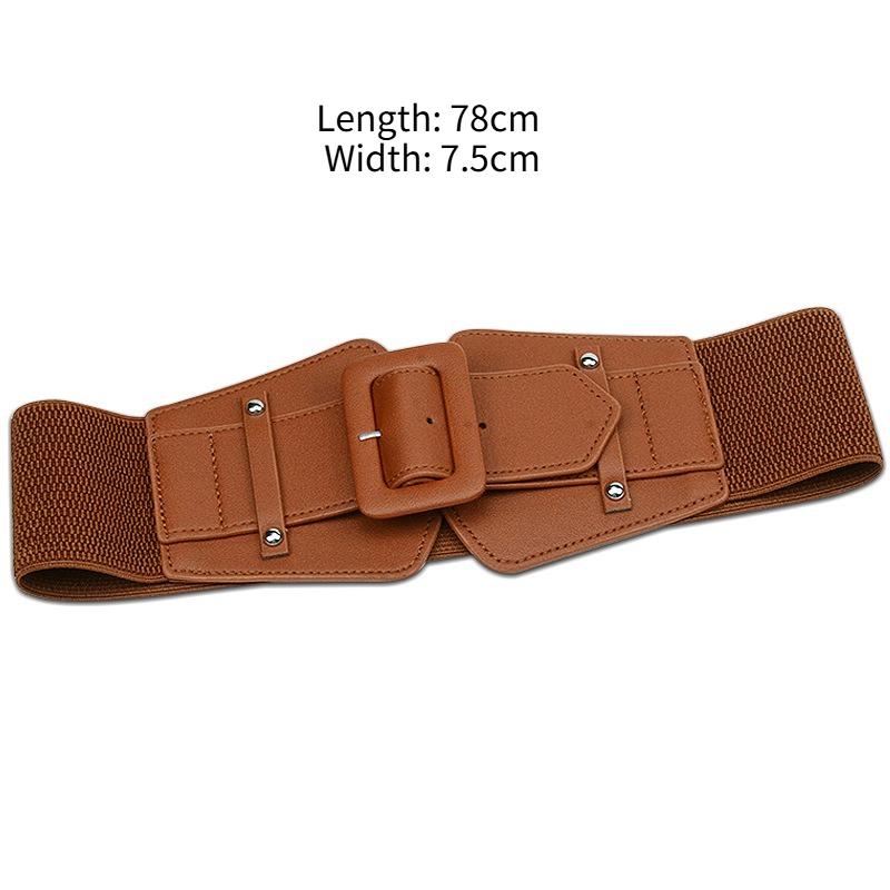 Women's Bag Buckle Elastic Belt Waist Seal Versatile Dress Coat Elastic Waist Seal Women's Decorative Elasticity