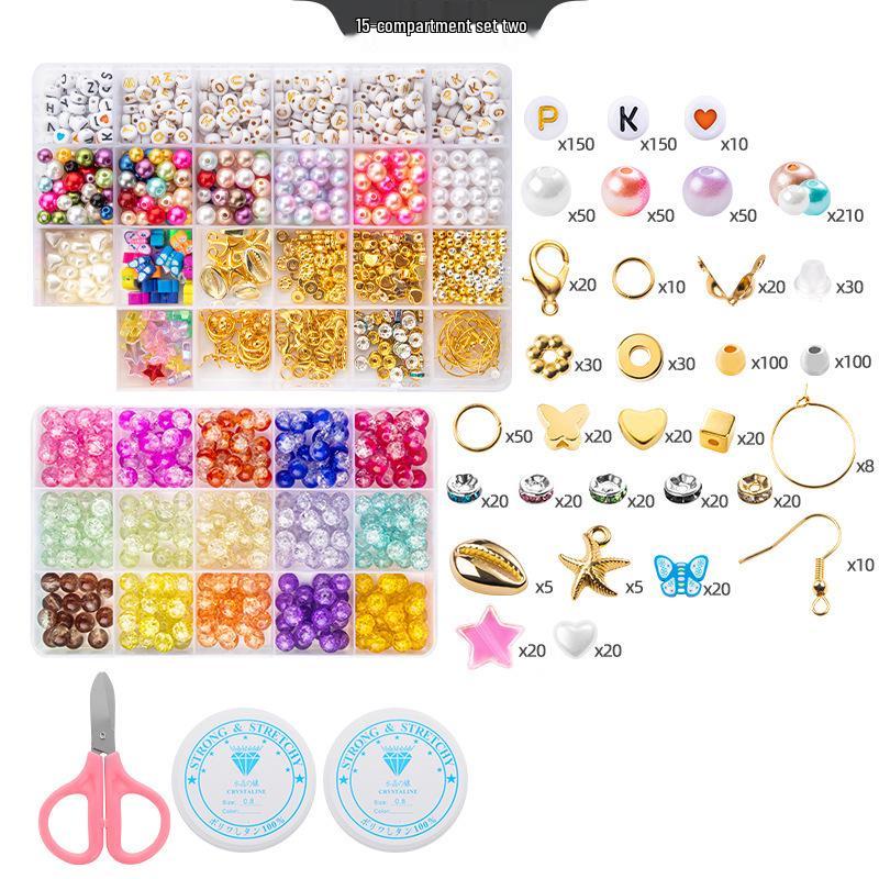 8mm Crackle Bead Bracelet Set: DIY Jewelry Flower Bead Accessories, Lampwork Crystal Loose Beads.