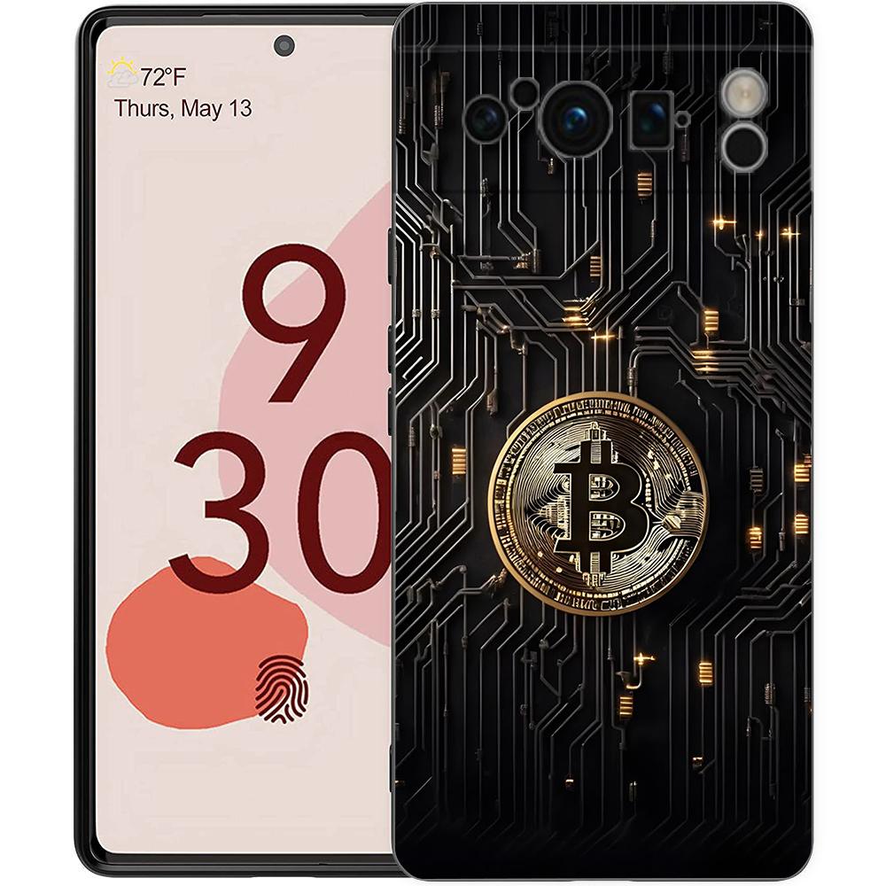 

Luxury Bitcoin B Phone Case For Google Pixel 9 8 7 6 Pro XL 8A 6A 7A 5G Soft Shockproof TPU Black Cover Pixel 9 Pro