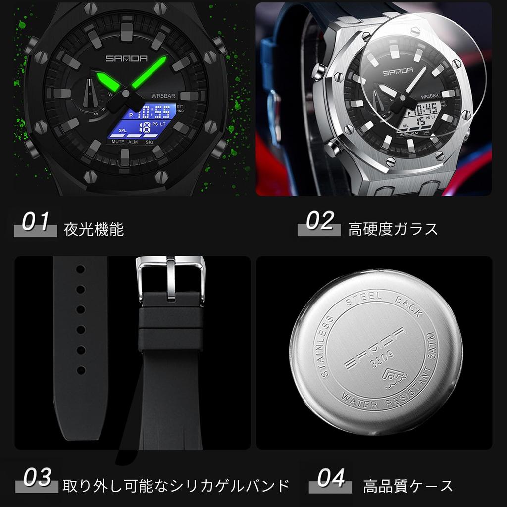 RORIOS Men's Quartz Watch with Date Display, Luminous Display, Lightweight, Multi-Function, Waterproof, Perfect for Work or Commuting, Stylish,