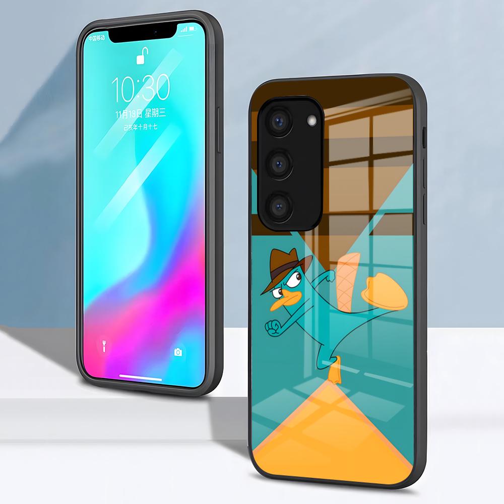 P-Perry The P-Platypus Phone Case For Samsung S26 S25 S24 FE S23 S22 S21 Plus S20 Ultra Note20Ultra Black Glass Cover