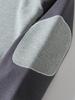 Men's Cross-Border Casual Raglan Sleeve Patchwork Round Neck Waffle Knit Sweatshirt for Spring/Autumn