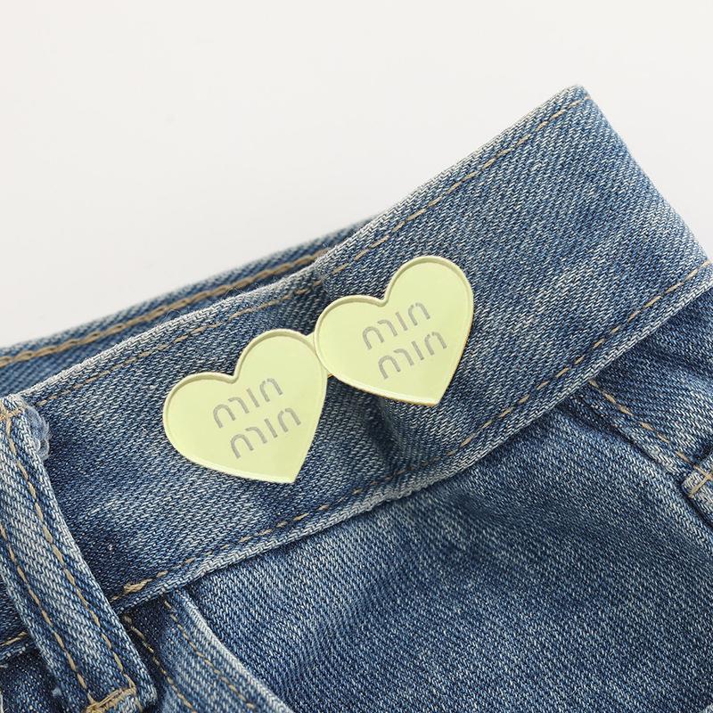 

2 шт., регулируемая джинсовая пуговица в форме сердца, пряжка на талии, удлинитель для брюк, сменные застежки на пуговицах для джинсов