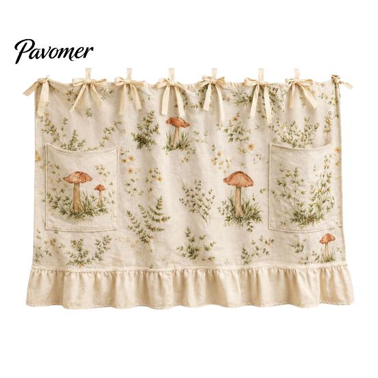 Sunshade Curtains for Kitchen Oven Curtain with Pockets, Dustproof Durable Polyester Hanging Drape, Window Valance Easy Wash Decorative Shade