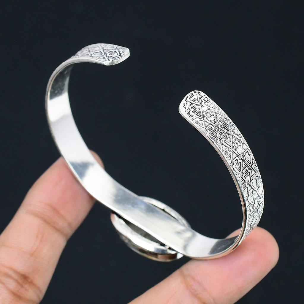 Mothers Day Deal 925 Sterling Silver Fossil Coral Stone Daughter Bangle Jewelry
