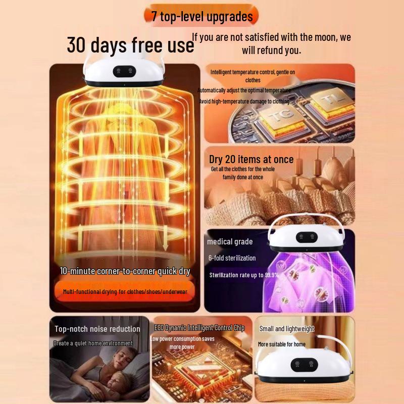 Uscător de rufe compact, complet automat, cu eliminare acarieni, pentru casă și cămin