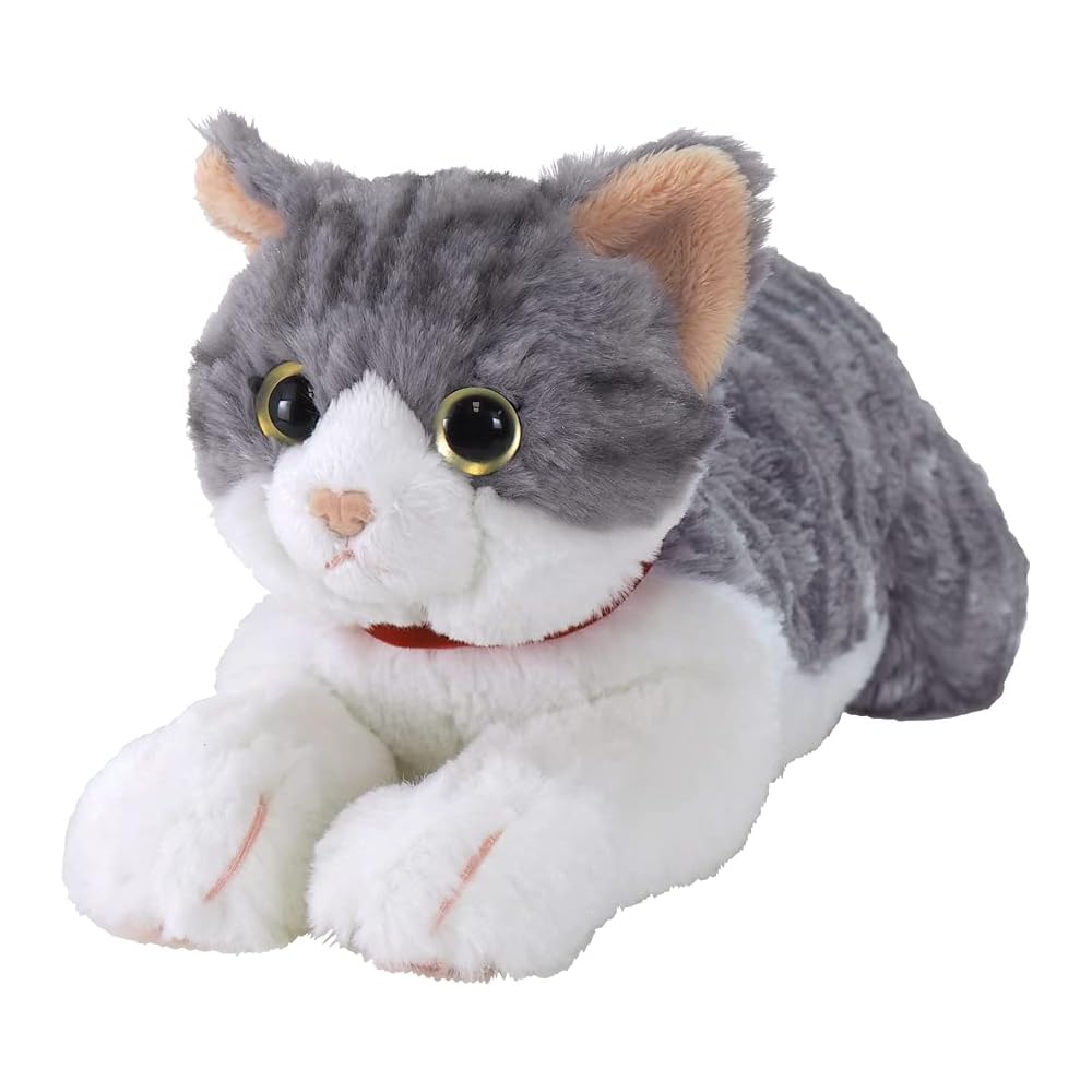 Sunlemon Knee Cat Plush Toy White 13x36x15cm Cute Animal Stuffed Cat P-7812