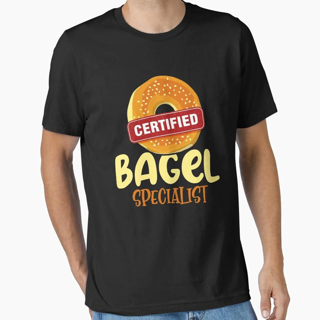 Bagels Lover S Certified Bagel Specialist Day Essential T Shirt Vintage Stylish Stretched Top For Everyday Wear Casual