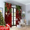 2D Flat Printing 2Pcs Christmas Curtains Classical Pine Tree Snowflakes Red Green Xmas Room Suitable For Living Room Bedroom