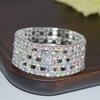 Europe and America Cross Border Fashion Multi-Layer Elastic Hollow Rubber Band Full Rhinestone Bracelet Exaggerated Wide Bangle