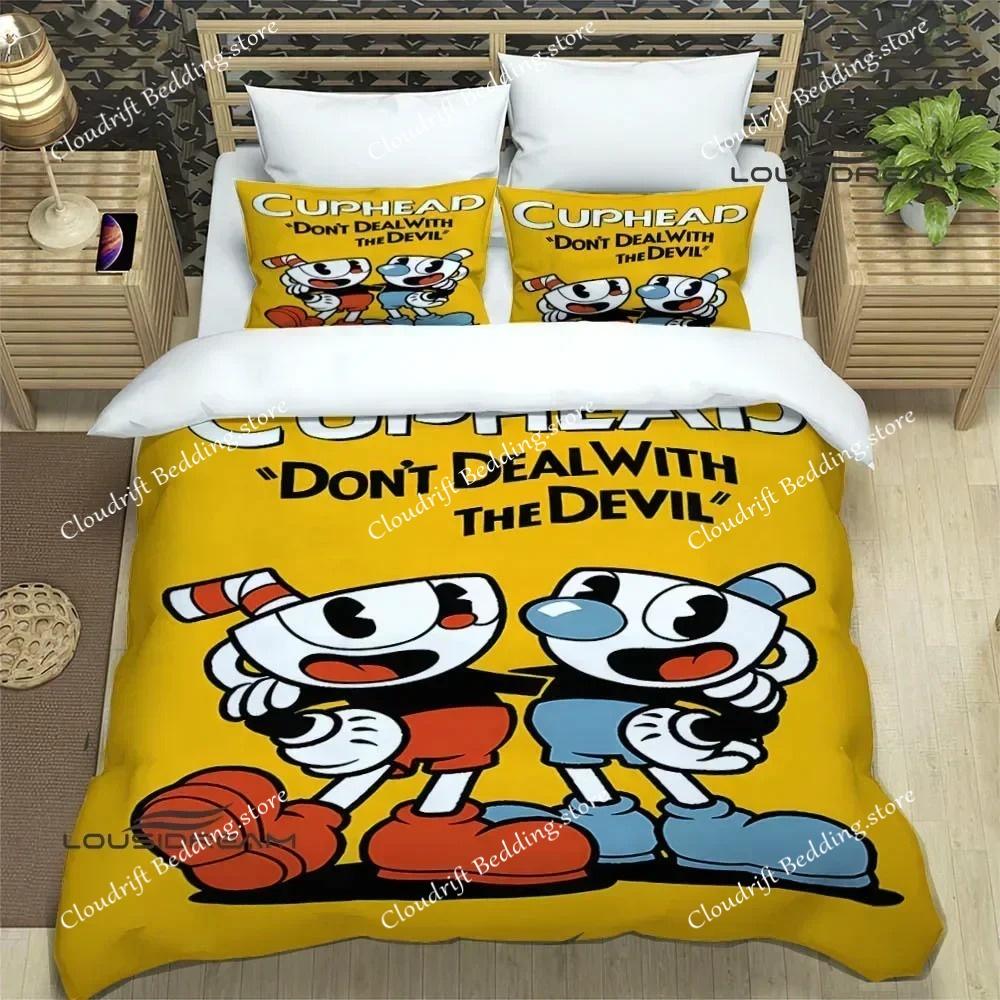 Cuphead Cartoon Druck Bettwäsche Sets Exquisite Bettwaren Bettbezug Set Bettdecke Luxus Mode Polyester Bettdeckenbezug