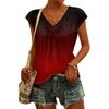 Women's Fashion V-neck Gradient Print Short Sleeve Top