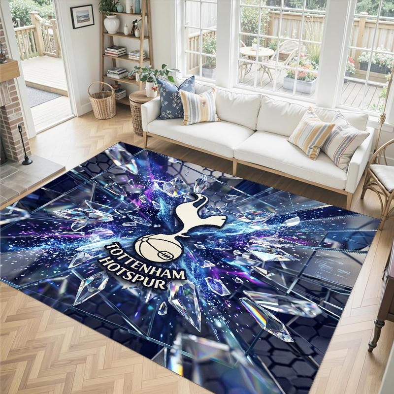 Tottenham Hotspur Design Crystal Velvet Carpet Cozy Non?Slip Printed Rug For Bedroom Living Room Entrance