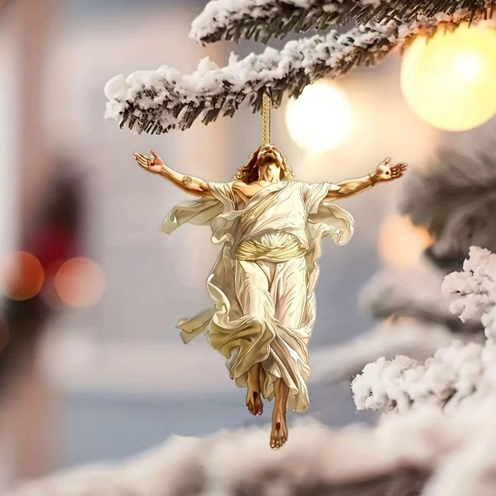2D Car Christmas Acrylic Pendant Auto Rearview Mirror Interior Decoration Hanging Ornament Toy Auto Interior Accessories