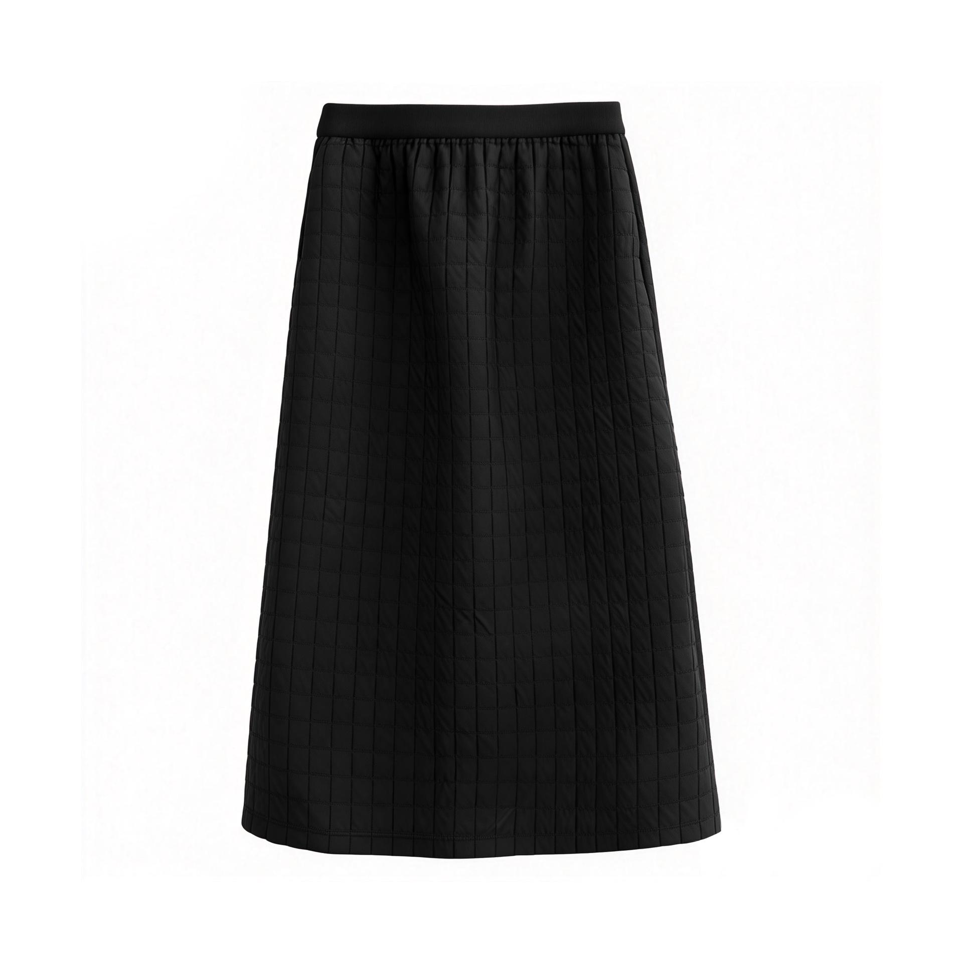 

Designer Plaid Quilted Split Midi Skirt for Women - Winter Thickened M (105-115cm) чёрный
