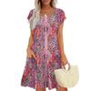 Summer Dresses For Women Loose Square Neck Cap Sleeve Casual Beach Vacation Tshirt Dress Sundresses With Pockets