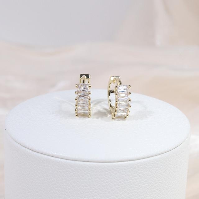 Creative Simple Design Lock Square Earring 14K Real Gold Exquisite Copper Inlaid Zircon Women Earrings Jewelry