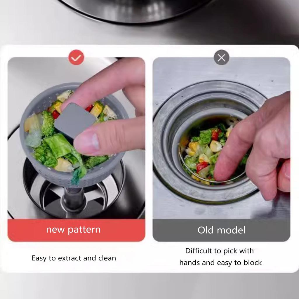 Upgraded Silicone Kitchen Sink  Strainer And Stopper Combo, 304 Stainless Steel Wrapped Housing, Silicone Anti-Clog Basket Strainer With Handle