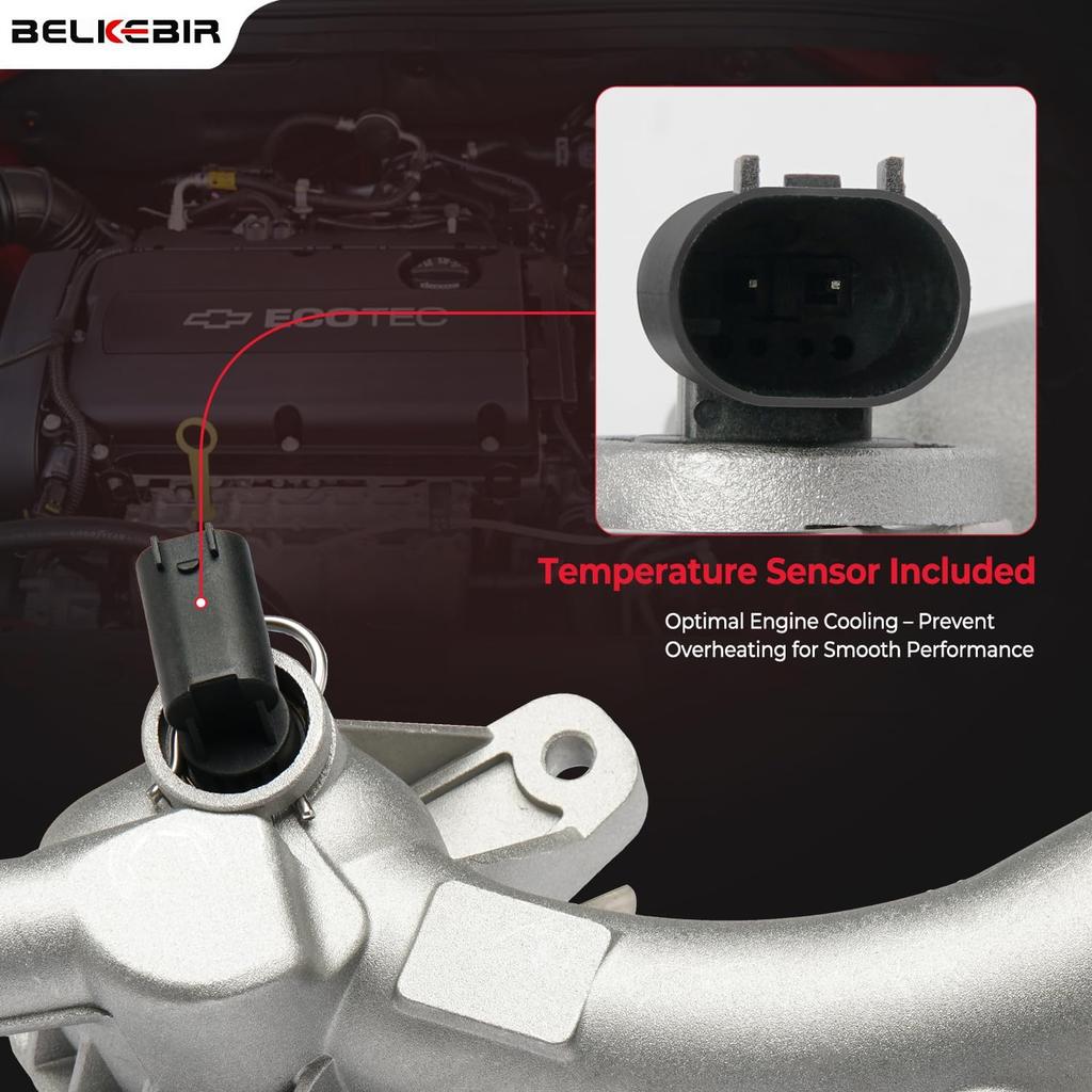 Aluminum Engine Coolant Housing Water Outlet Kit with Hoses Compatible with 2011-2016 Chevy Cruze, 2012- Sonic, 2015- Trax, 2013- Buick Encore 1.4L