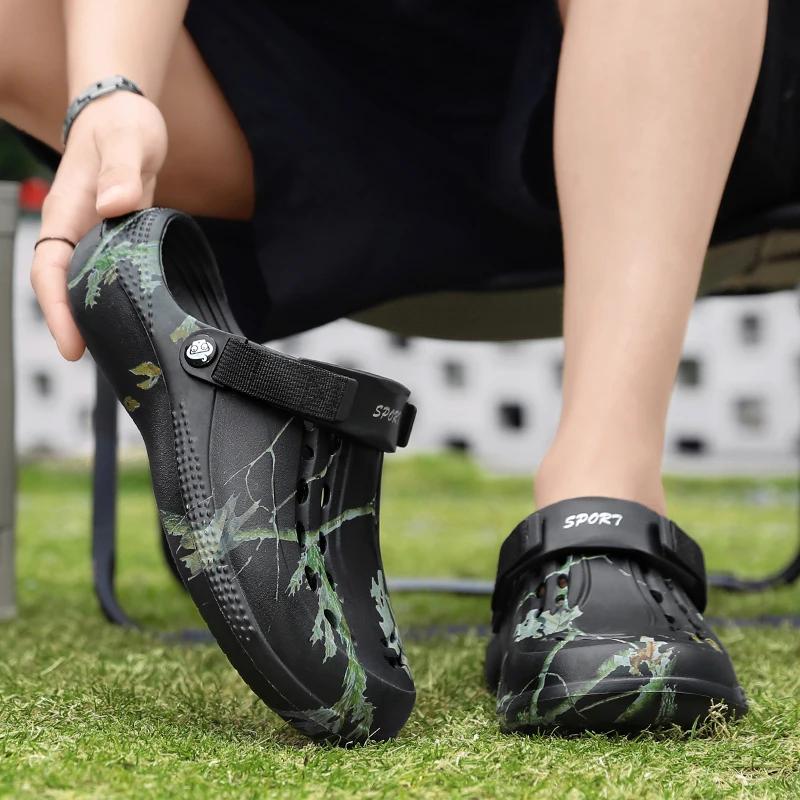 Odor-Resistant Men's Garden Clogs Heavy Duty EVA Sandals Non-Slip for Lawn Work Fishing Waterproof Easy Clean Male Slippers