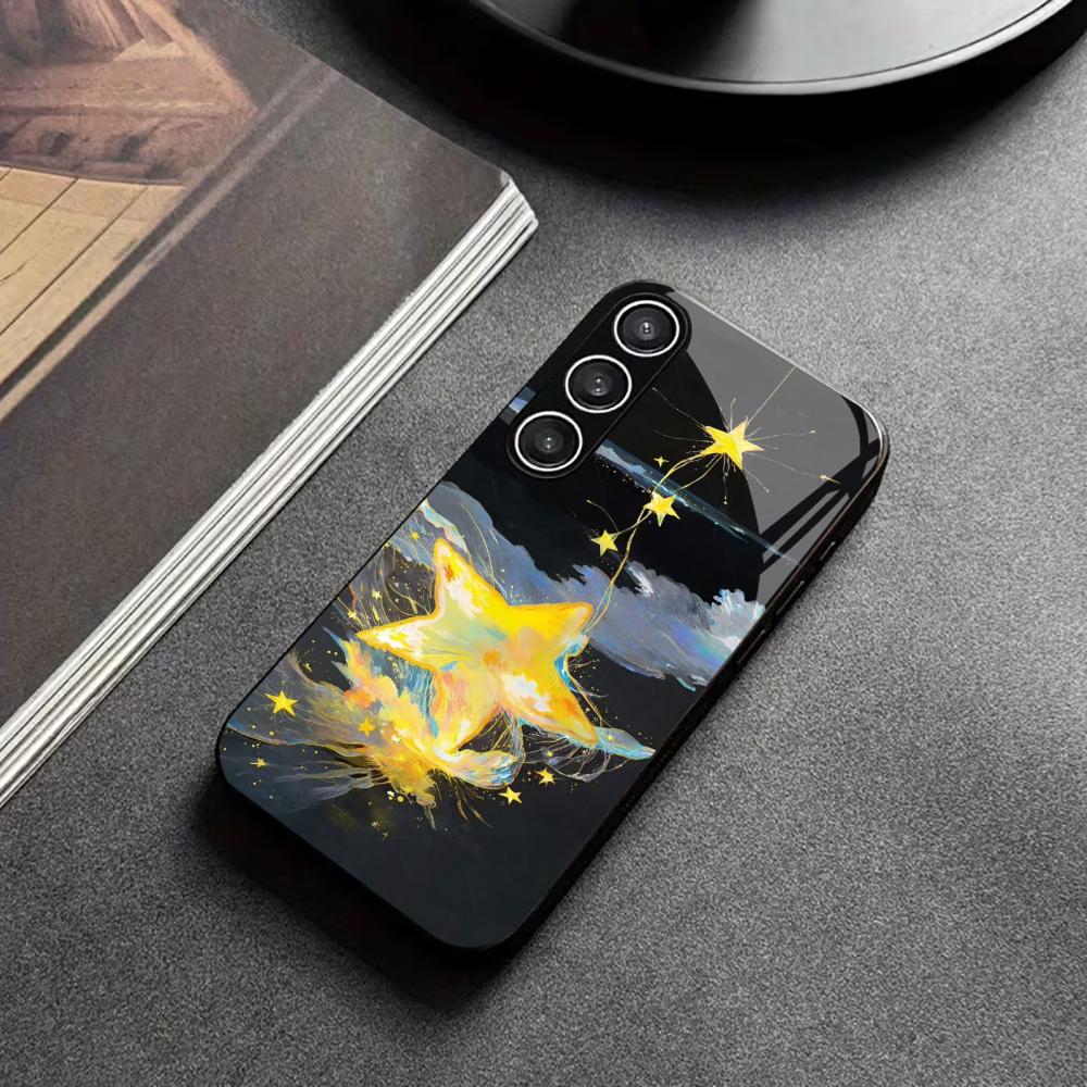 Golden Star Protective Exquisite High-end PhoneCase Glass PhoneCase for Samsung Galaxy S26 S25 S24 S23 S22 S21 FE,Ultra,Plus