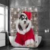 Süßer Sibirischer Husky Duschvorhang Weihnachtlicher Duschvorhang Set Husky Hund Welpe Badezimmervorhang Haustier Hunde Weihnachten Heimdekoration