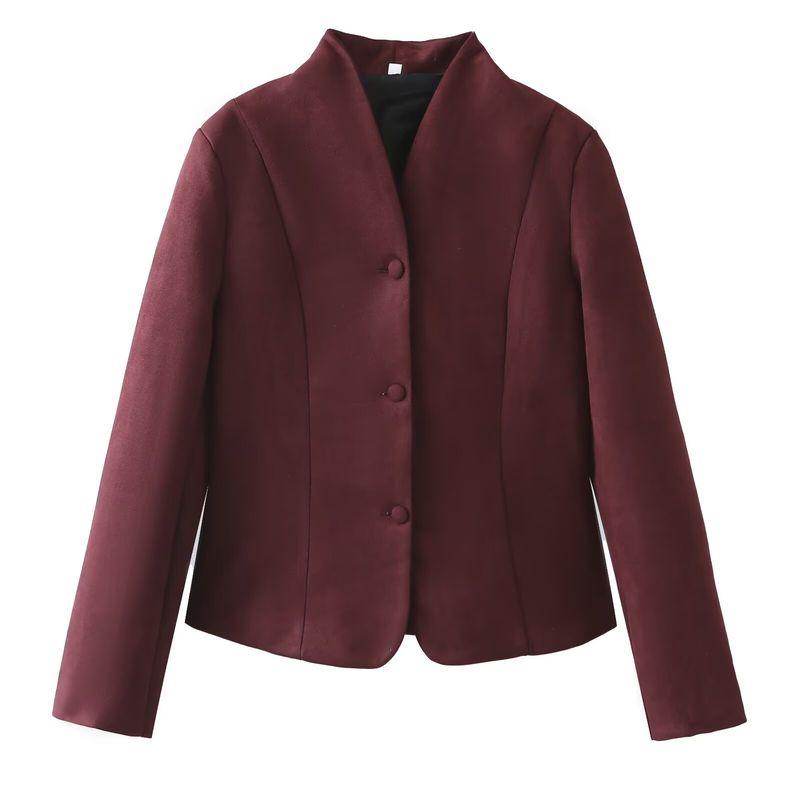 Kaslead New Arrival Women's Clothing Fashion Style Stylish Simple and Versatile Stand-up Collar Slim-Fit Long-Sleeved Outwear